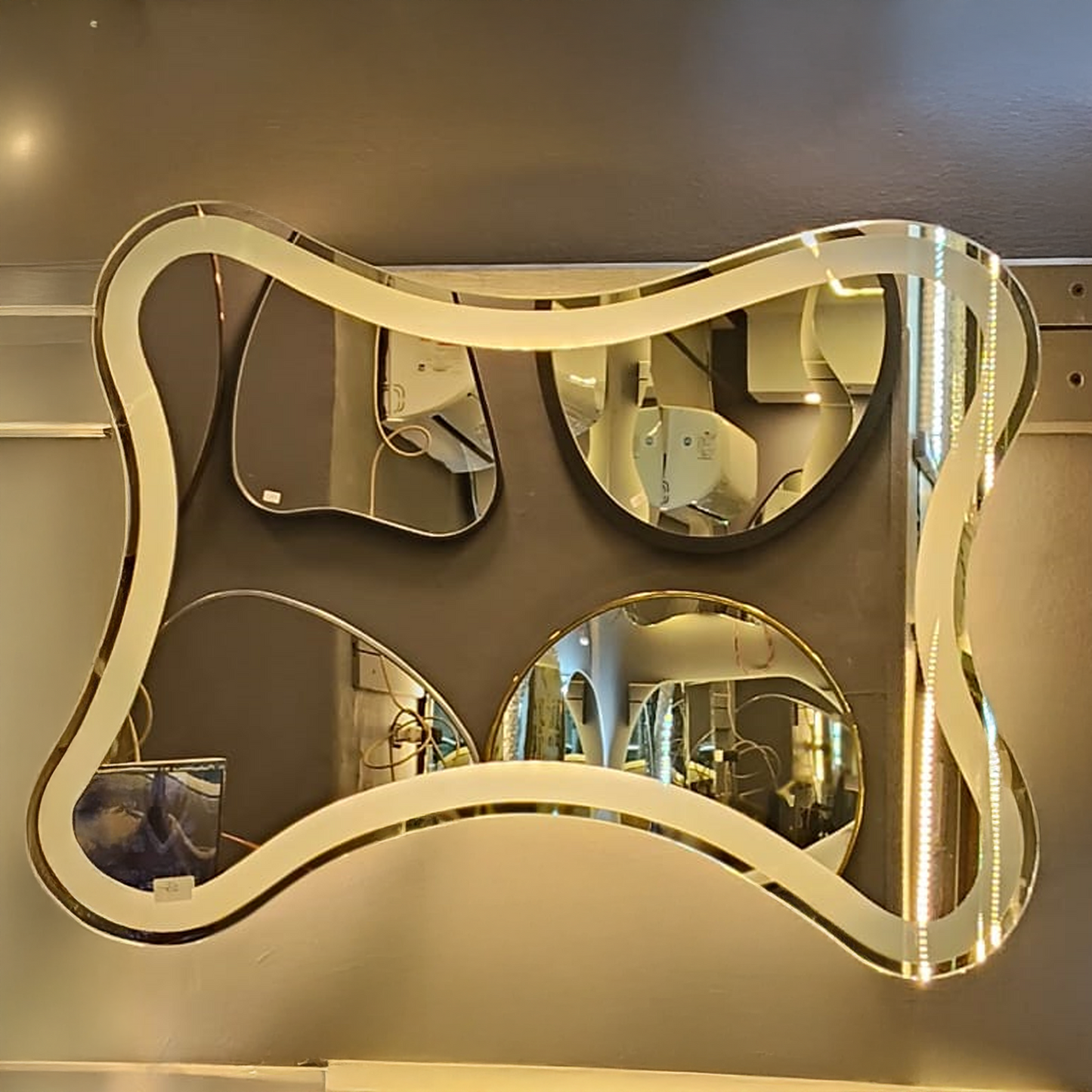 Wavy Gold Frame Artistic Mirror