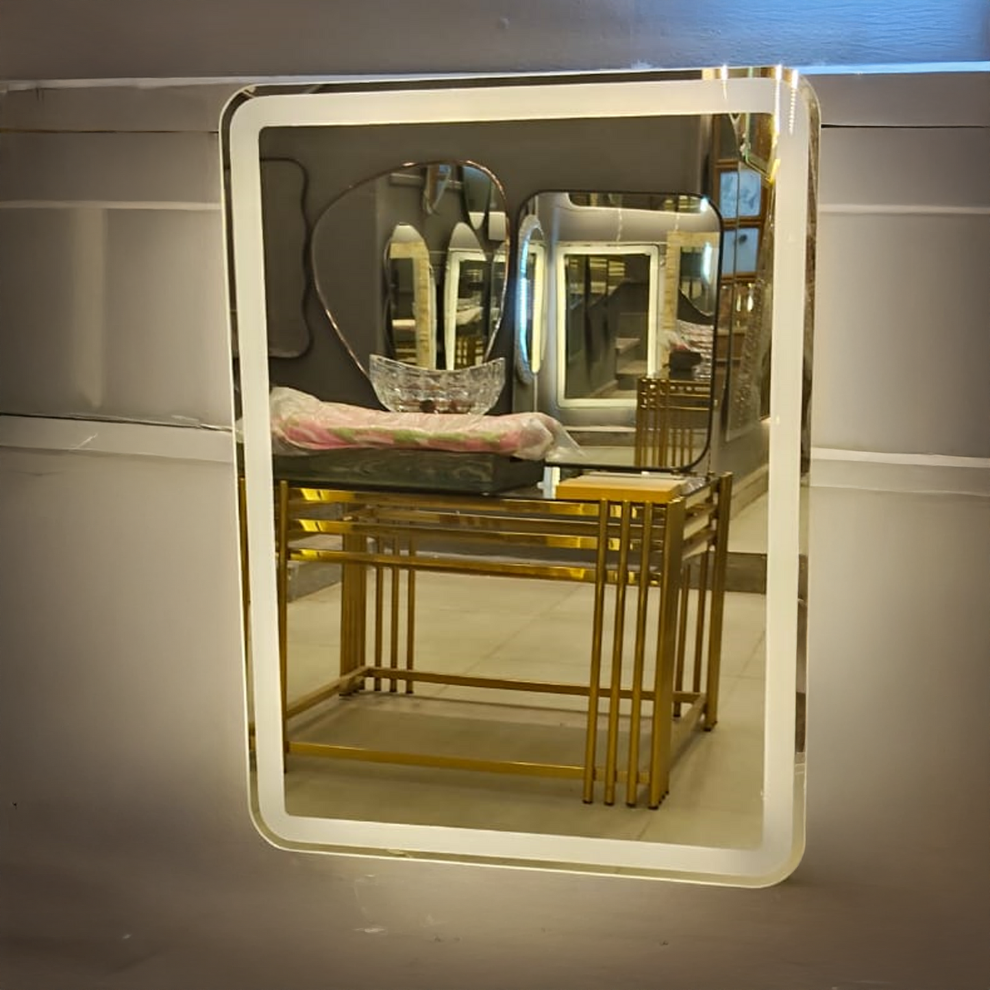 Golden Edge Rectangular Mirror