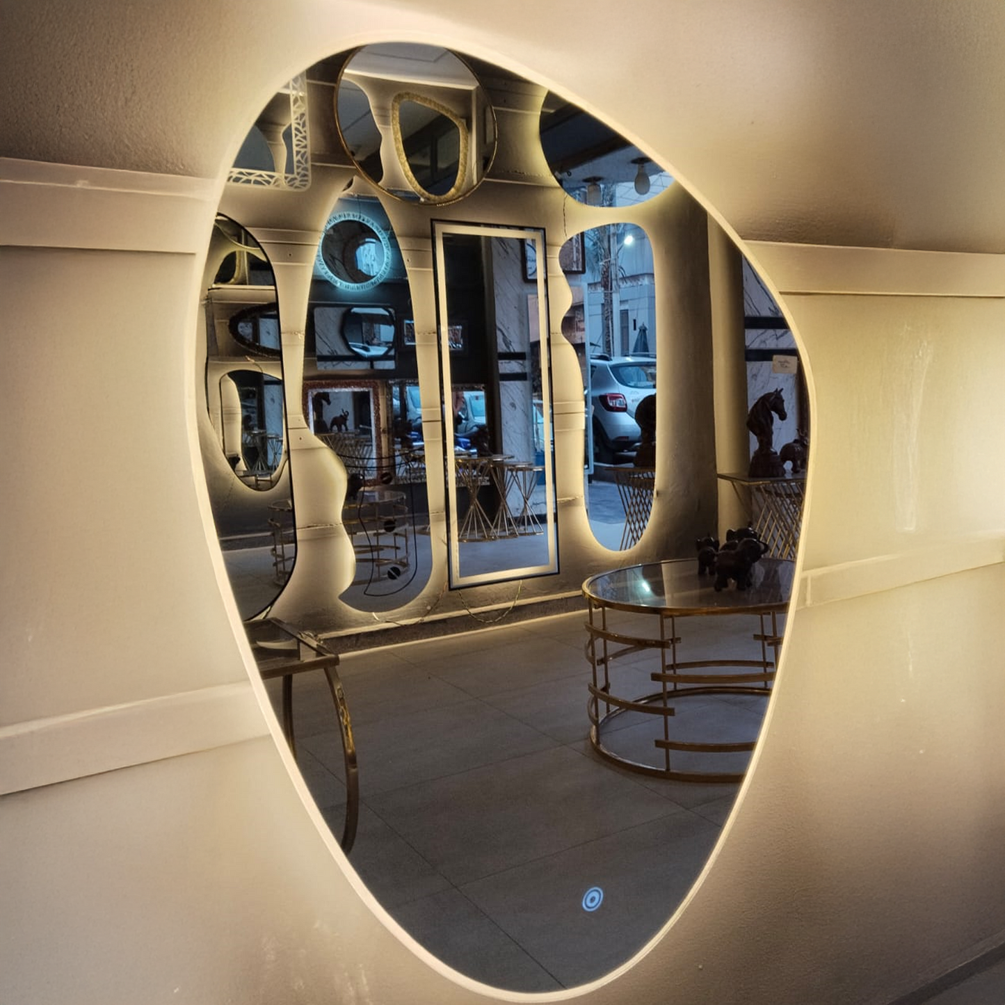 Irregular Shape Wall Mirror with LED Lighting