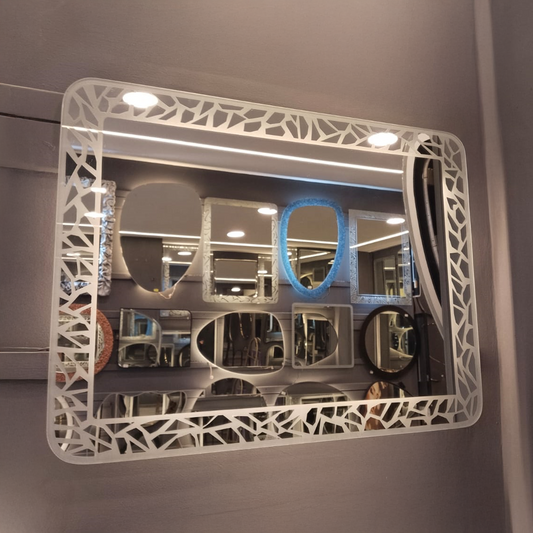 Geometric Wall Mirror – Frosted Glass Border
