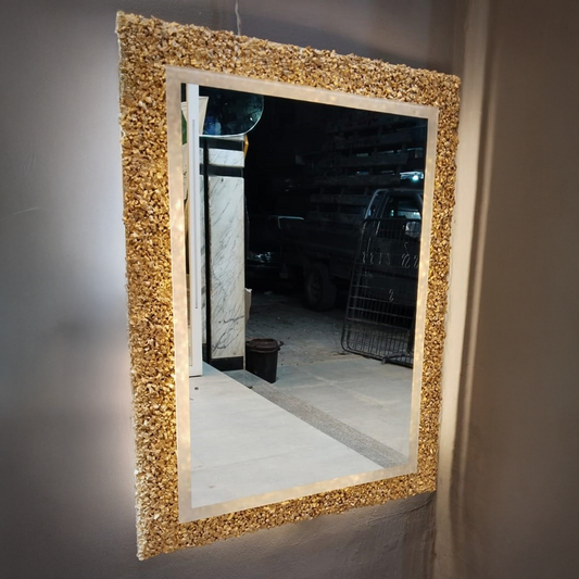 Gold Crystal Frame Mirror with LED Lights