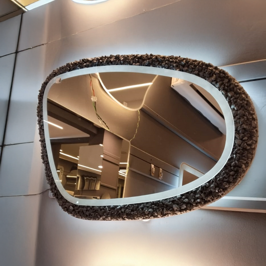 Asymmetric Stone Frame Mirror